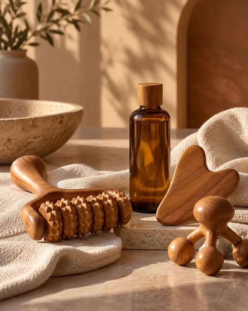 Óleos e utensílios associados à massagem modeladora